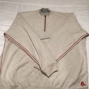 Tommy Bahama Cream and Red Zip Up Sweater